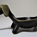 Zoomorphic bronze dachshund ashtray 50s