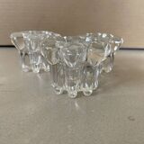 Set of 3 old glass candlesticks