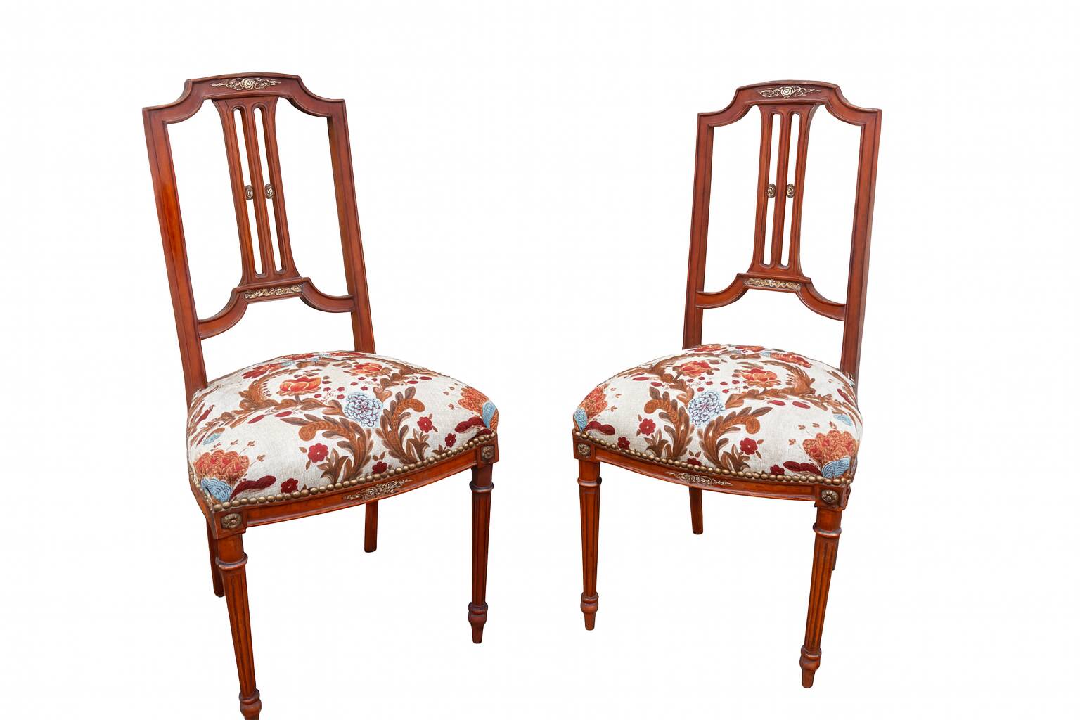 Pair of Louis XVI Napoleon III Chairs Mahogany 1920s Valet de chambre