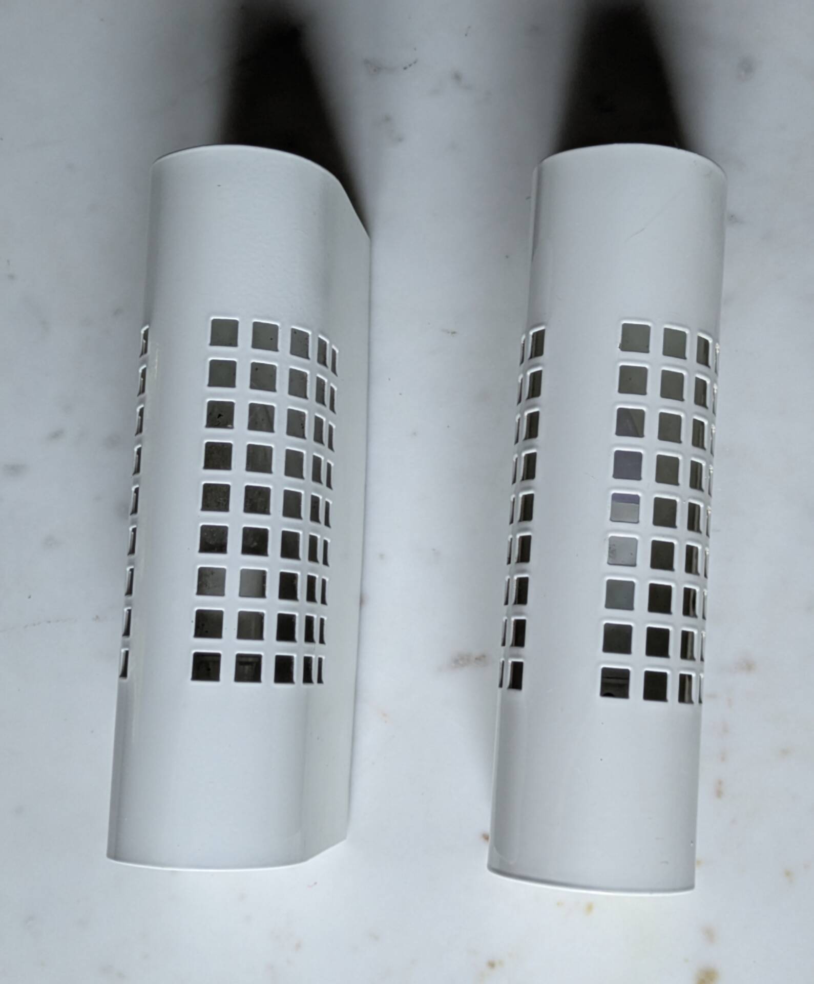 Pair of vintage wall sconces in sheet metal/Perriand/Mategot style.