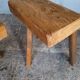 Pair of low stools in old patinated solid wood