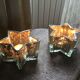 Pair of mercurized glass candle holders in the shape of stars