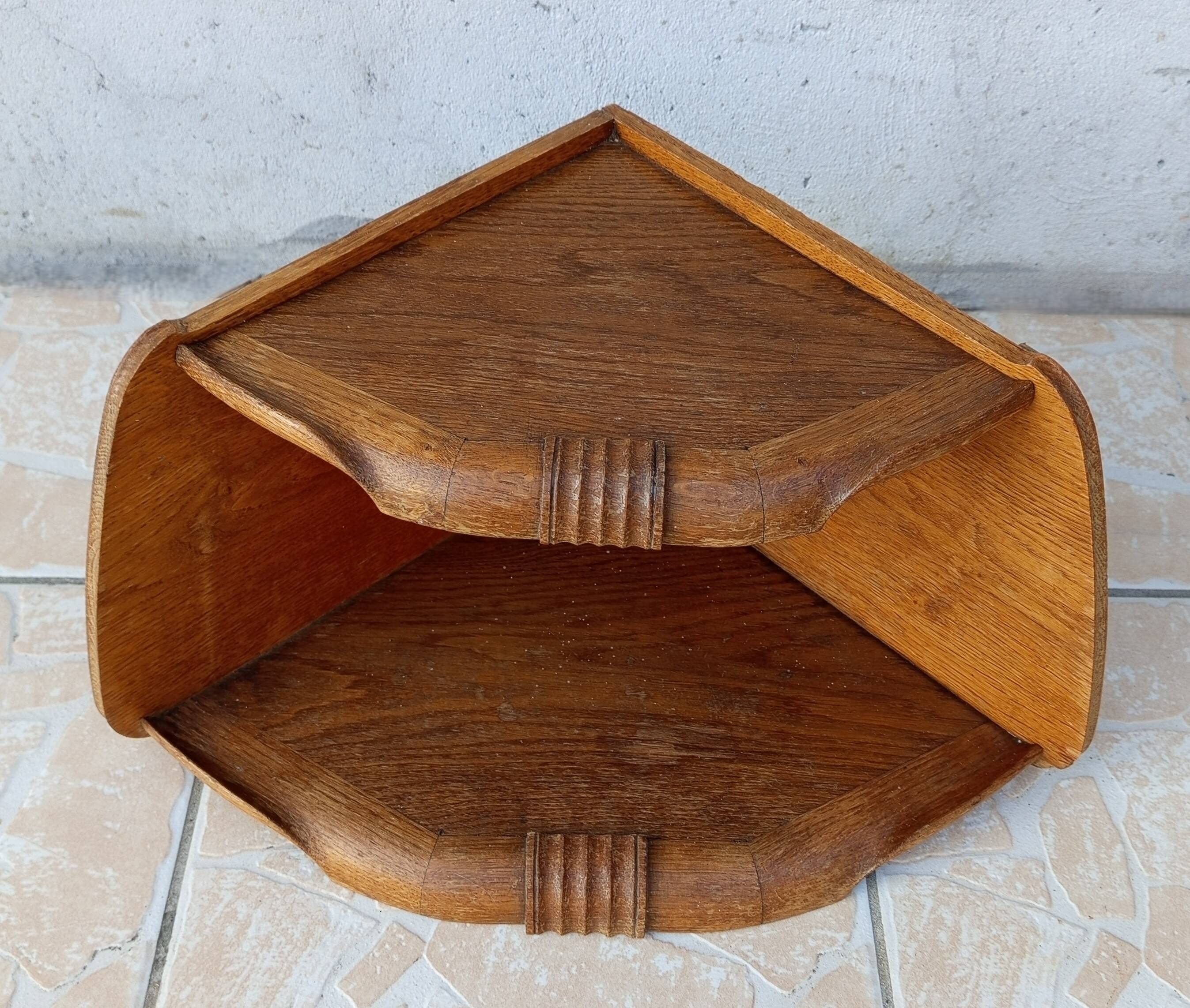 Art Deco oak corner shelf