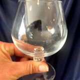 Set of 7 cognac glasses in sober and elegant crystal, beautiful resonance