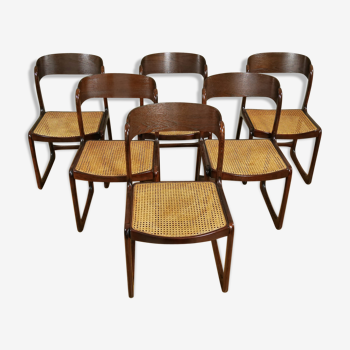 6 chaises baumann cannées vintage 60