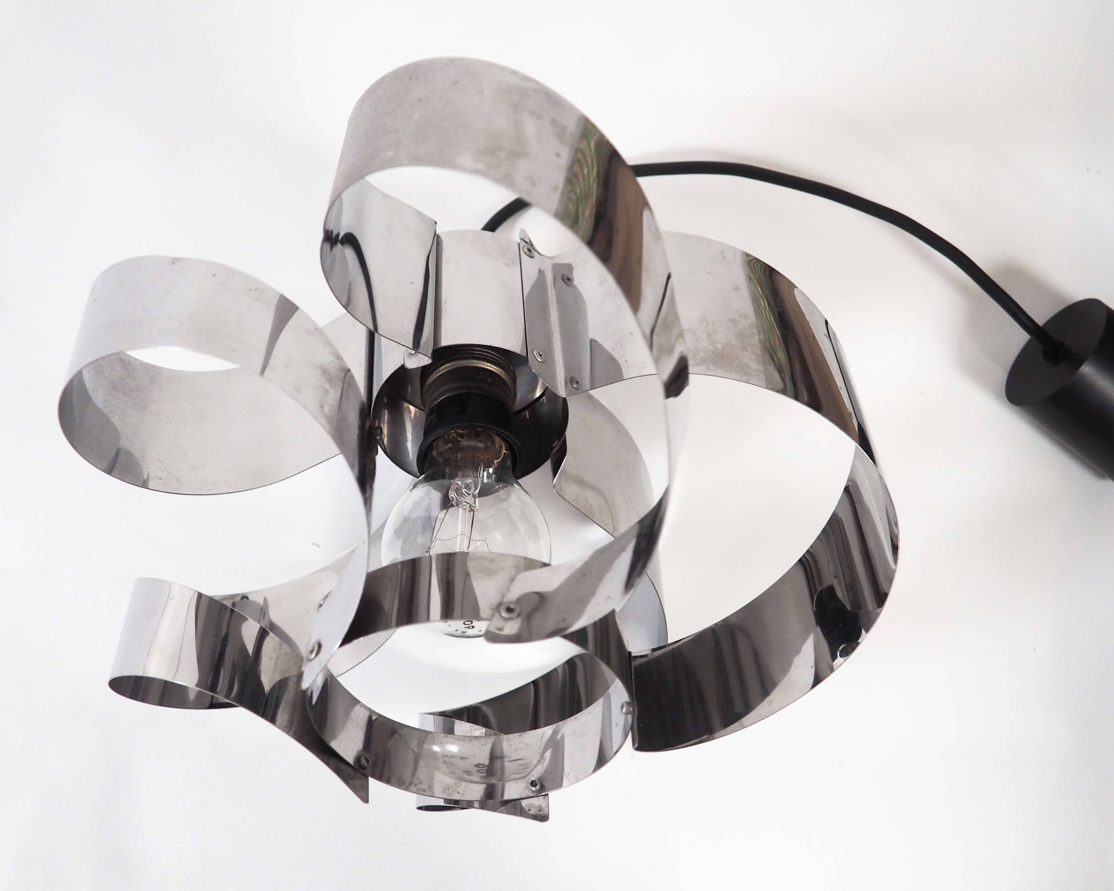 Space age pendant light stainless steel blades