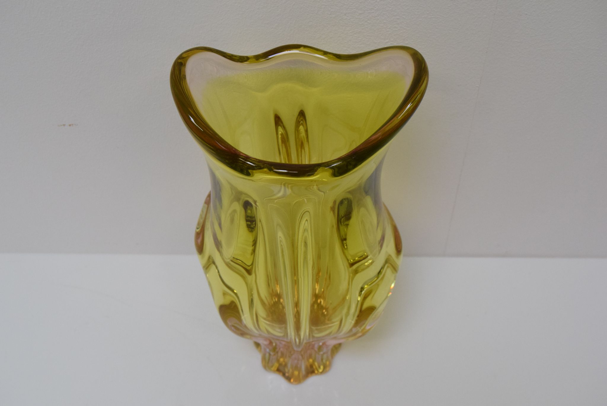 Vintage metallurgical glass vase designed by Josef Hospodka for Chribska, 1960s