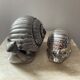 Duo vintage snail jewelry boxes in silver metal