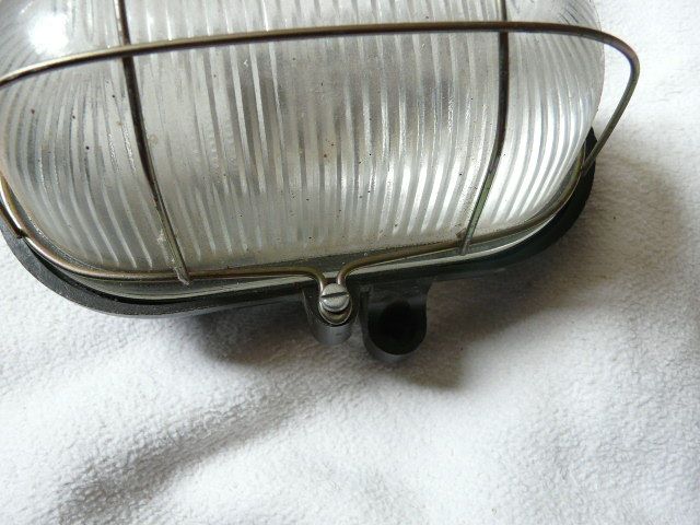 Wall lamp porthole lamp metal glass streaked grid vintage industrial design