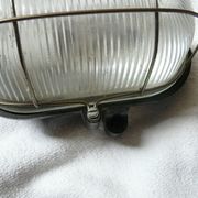 Wall lamp porthole lamp metal glass streaked grid vintage industrial design