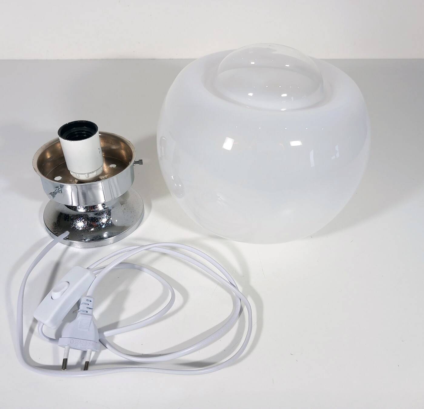 Vintage Table Lamp • Steel & Glass • Murano • Space Age • 1970