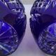Pair of cobalt blue crystal carafes
