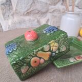 Antique butter dish in slip