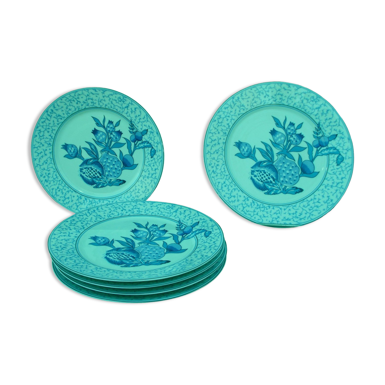 6 Limoges porcelain dessert plates Bracieux Deshoulieres