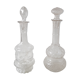 Set of 2 vintage carved glass bottles