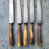 Series of 5 knives steel horn handle
