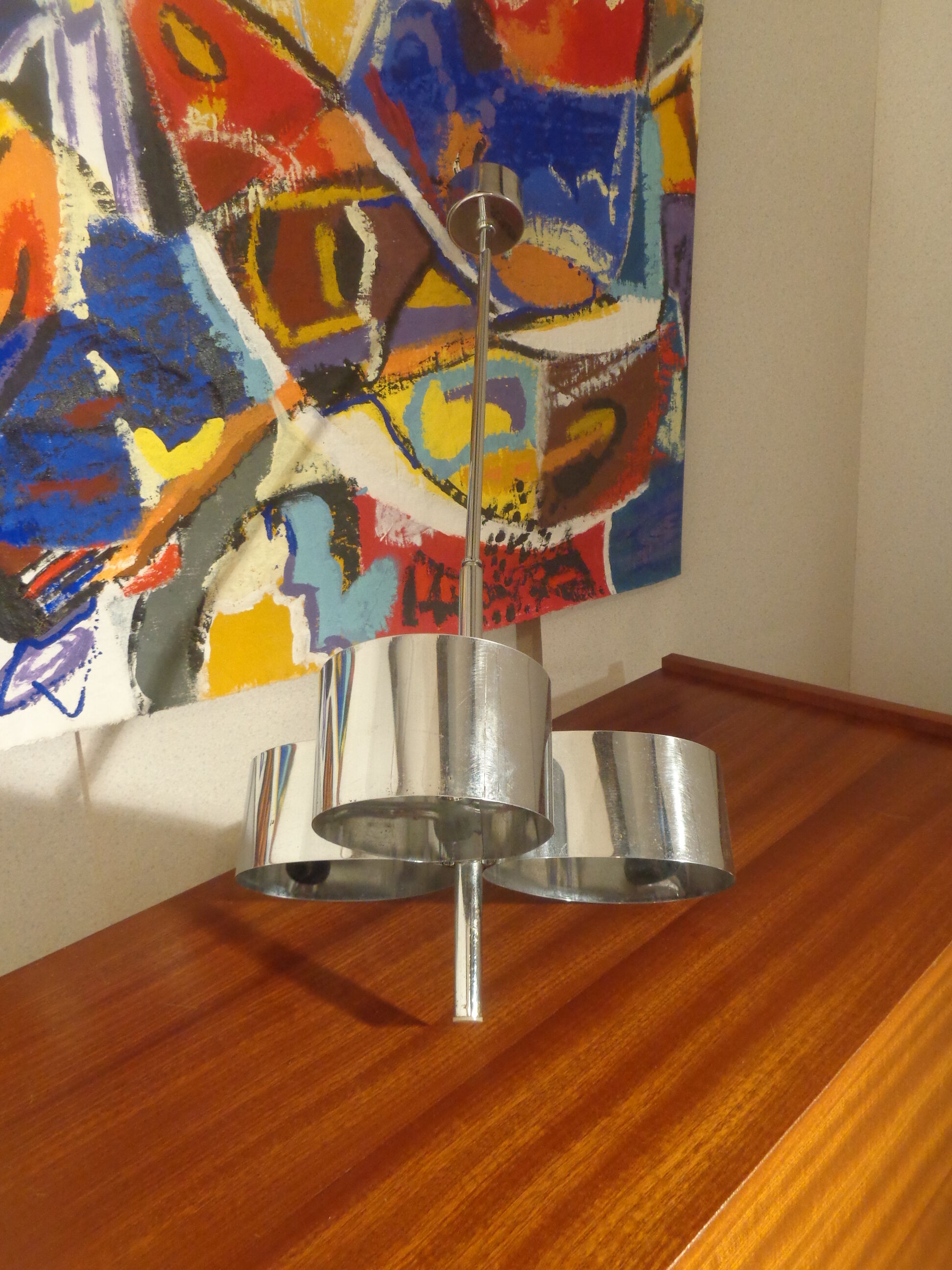 Chrome chandelier vintage with 3 branches