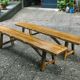 Pair of brutalist benches in solid blond elm by Aranjou, France, 1970s