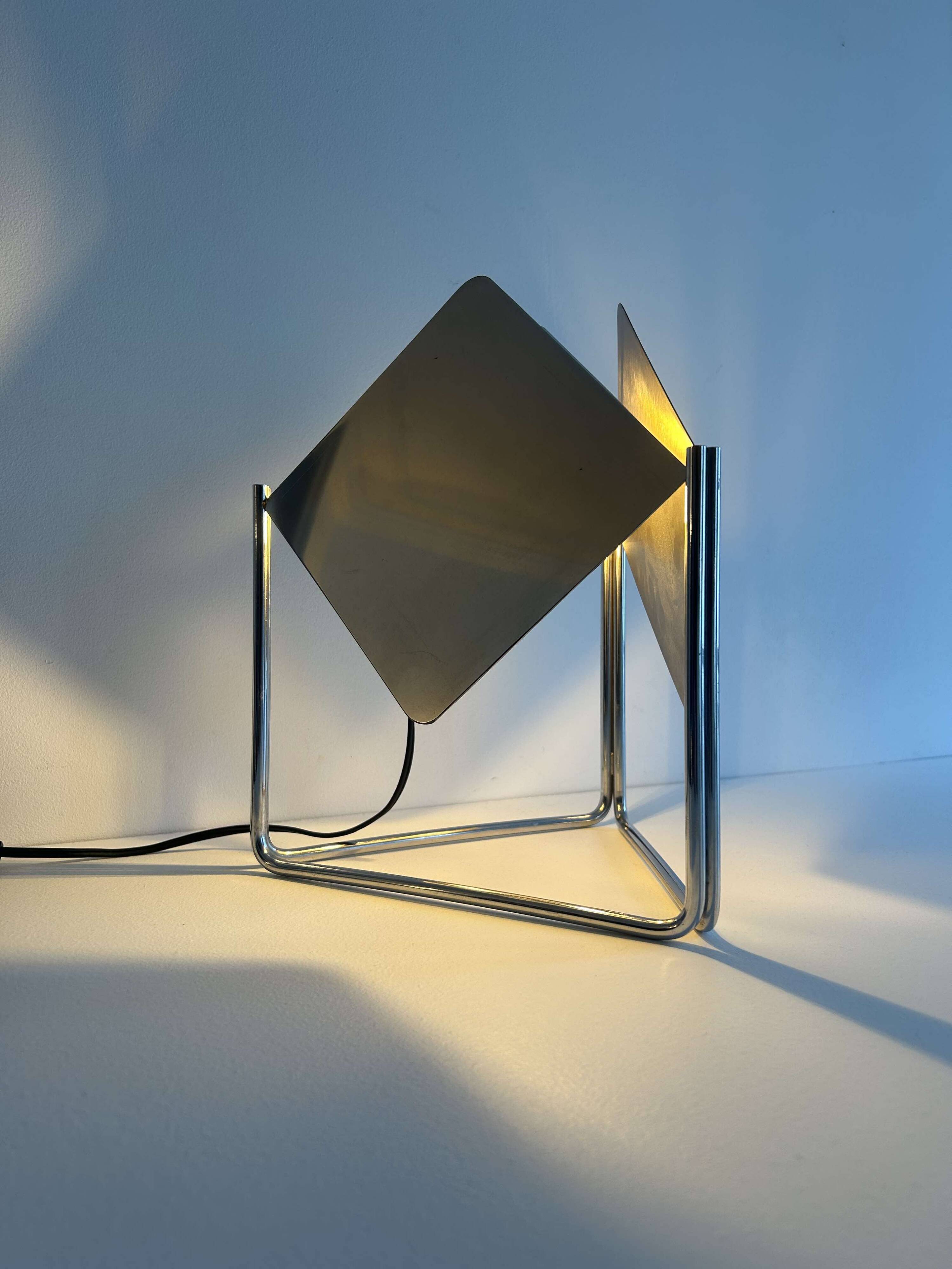 Vintage adjustable table lamp in chromed metal, France 1970