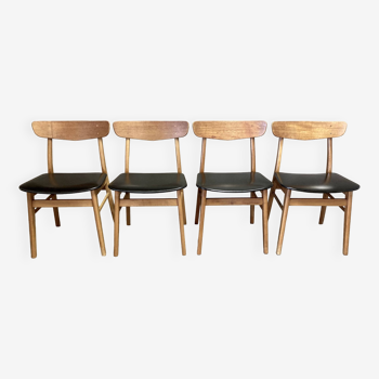 Ensemble de 4 chaises "design scandinave" 1950.