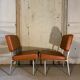 Pair of modernist low chairs in skai camel vintage 60s/70s