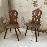 Pair of brutalist Alsatian mountain chairs 19th