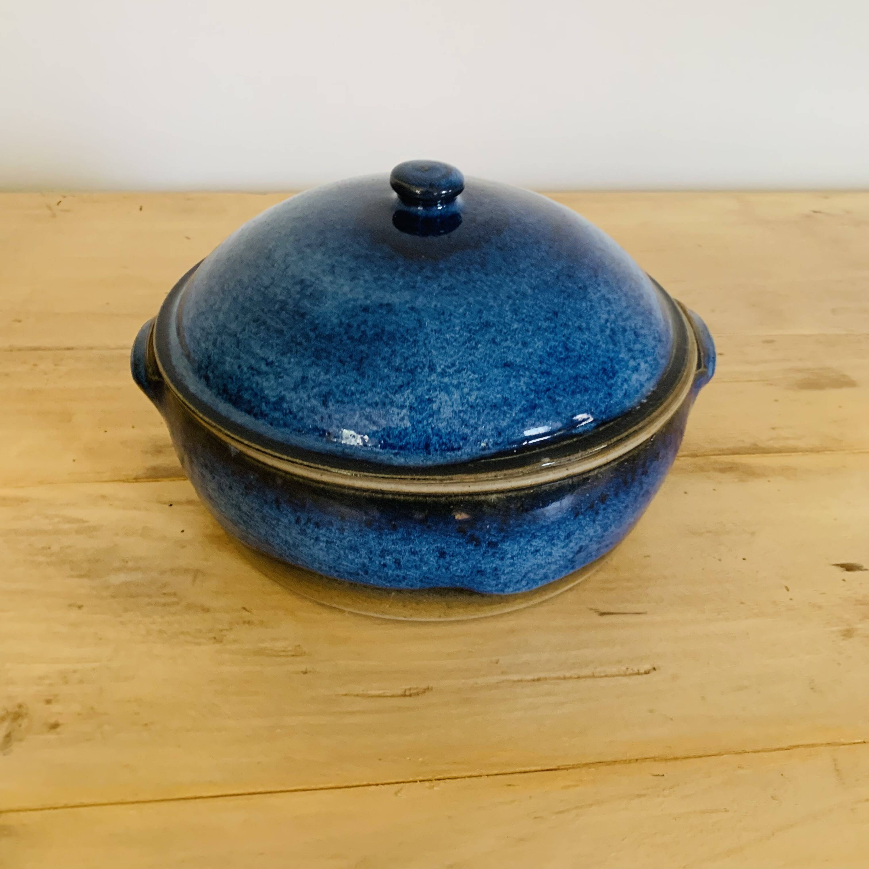 Blue glazed stoneware tureen