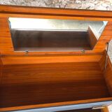 Vintage modular chest of drawers in teak and grey skaï, circa 60's