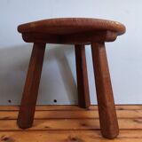 Tabouret tripode chêne massif - brutaliste