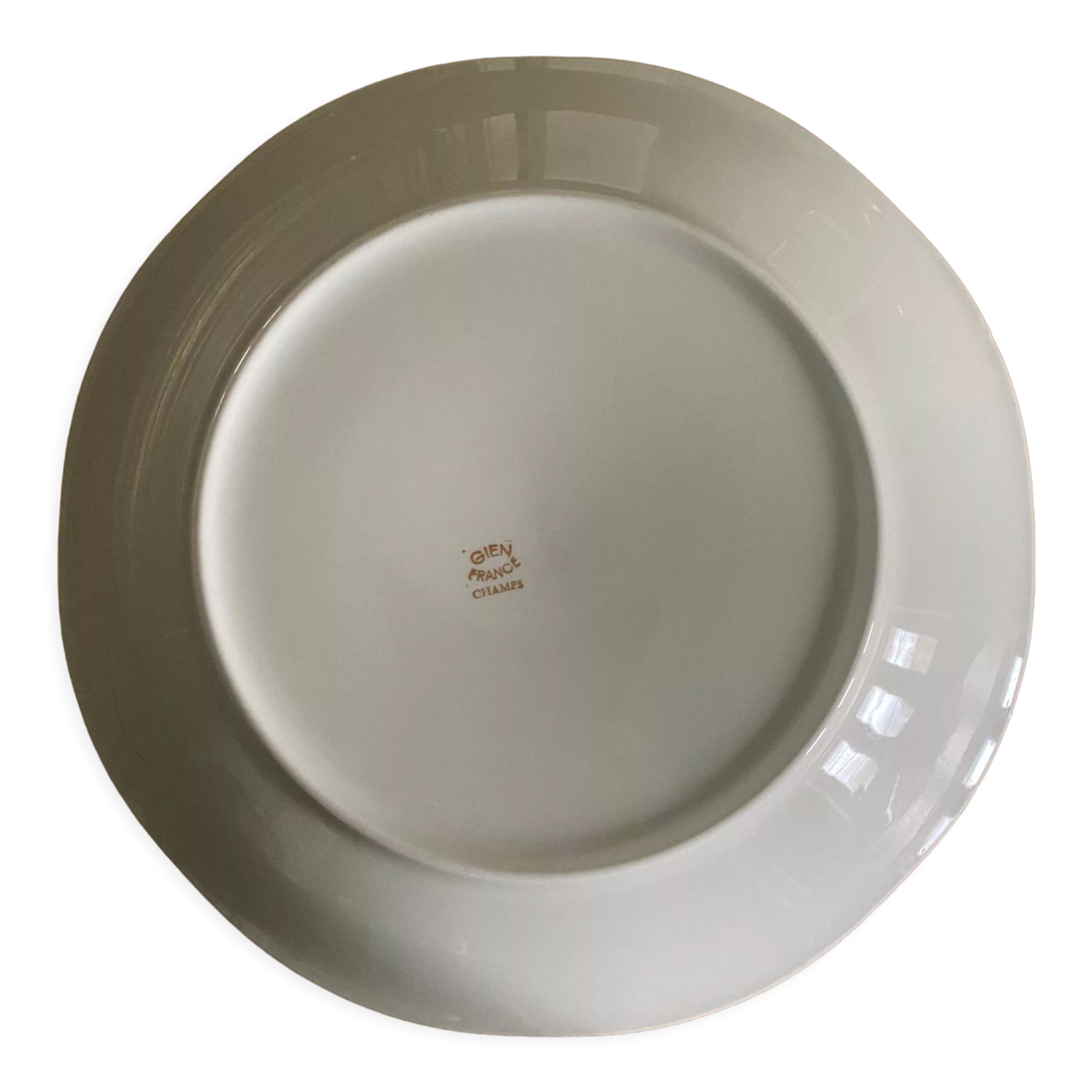 Old hollow earthenware dish Gien model Champs