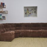 Brown corduroy modular sofa, 70s