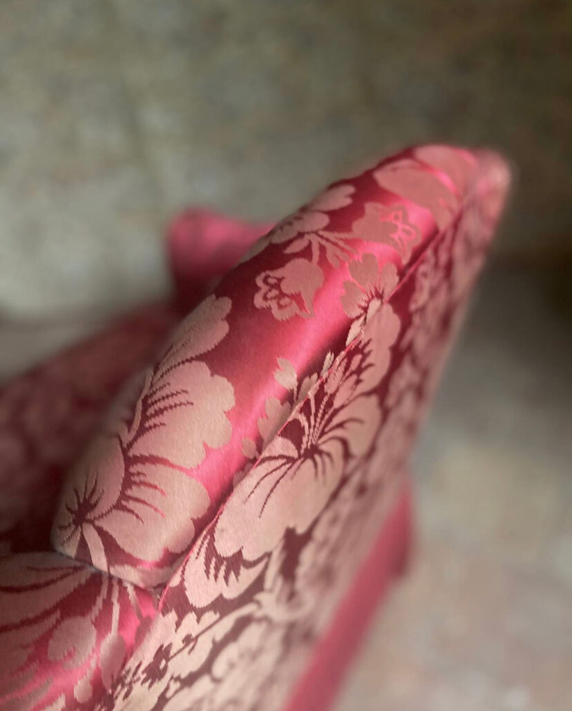 Armchair Napoleon III red satin