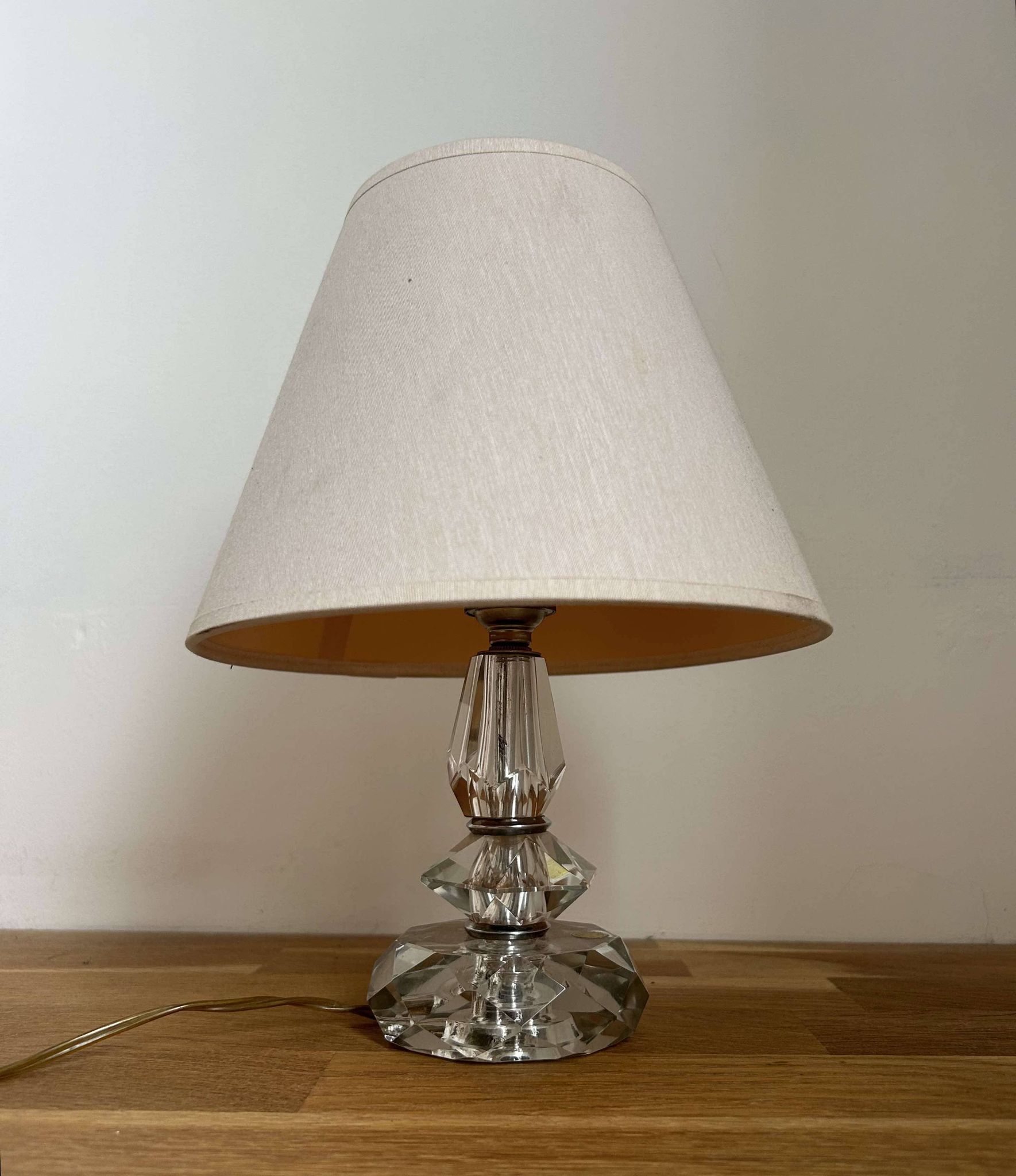 Vintage crystal and chrome lamp, France 1940