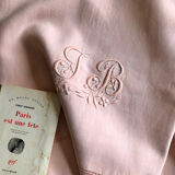 Antique sheet in pure washed linen tinted in morning pink