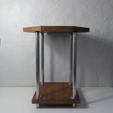 Table d'appoint design scandinave teck et acier chromé vintage