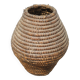 Old basket, burgundy straw and bramble, woven basket, interior decoration