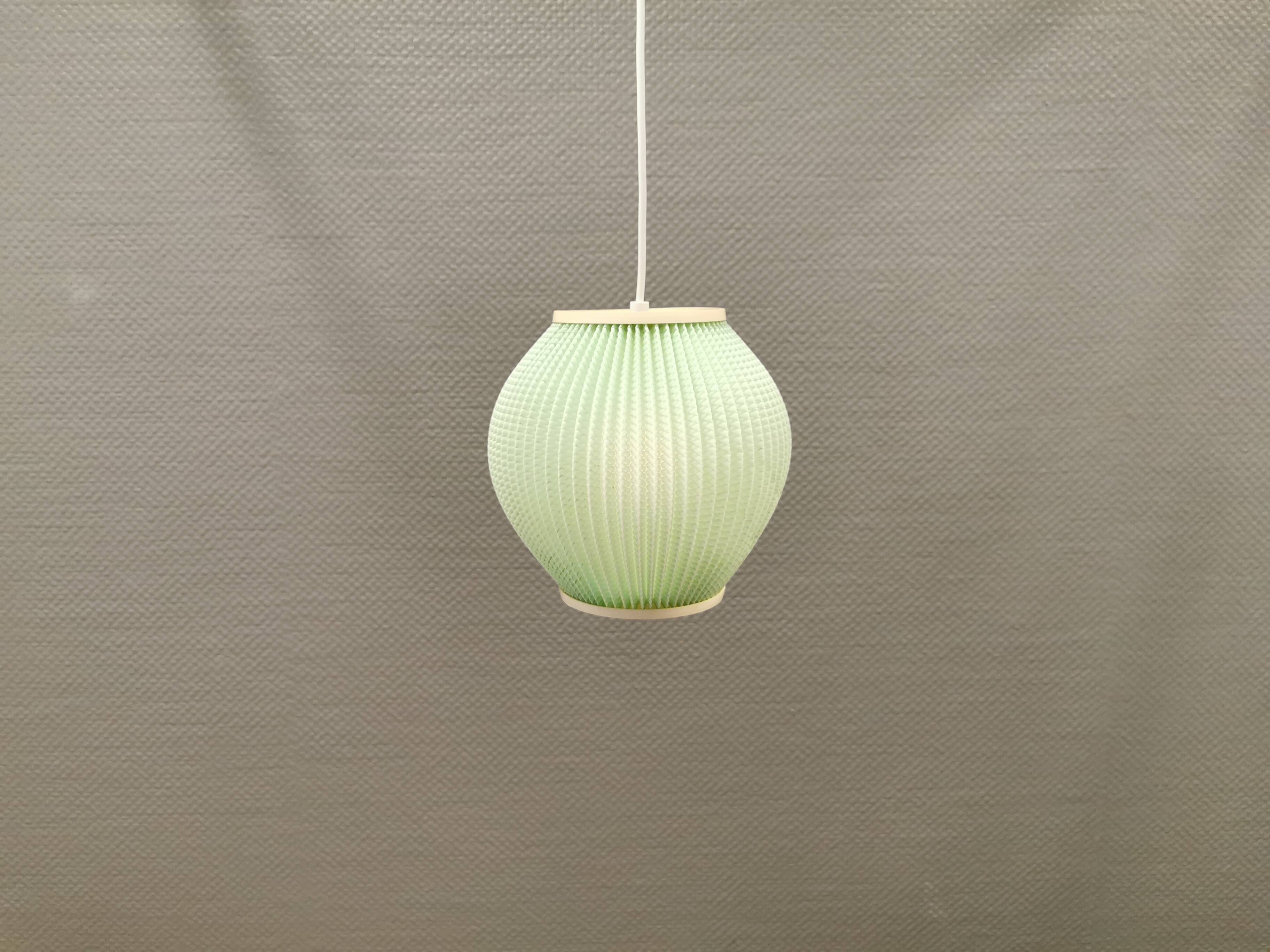 Danish pleated hanging lamp, Pearl Shade, produced by Hoyrup Light and designed by Lars E Schiøler