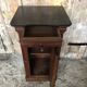 Bedside night table 19th century wood row of beads + black marble top #a637