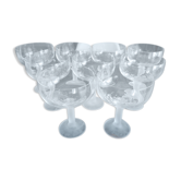 Set of 9 champagne glasses in vintage frosted foot crystal