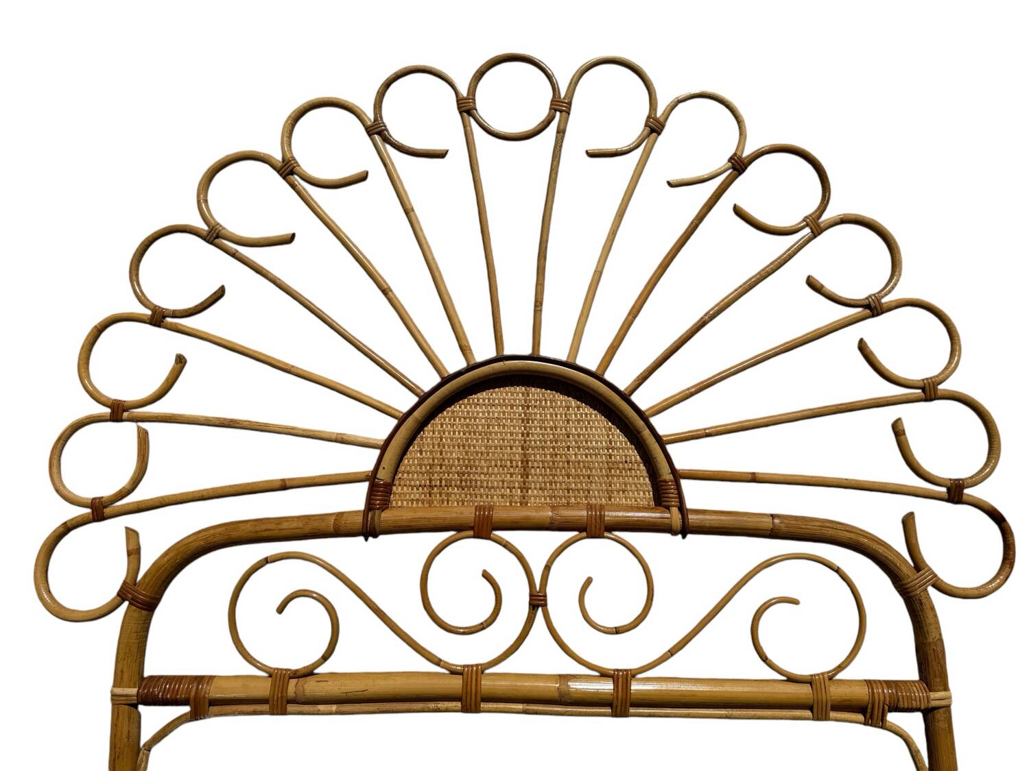 Bamboo and rattan headboard, handcrafted on the Côte d'Azur, 1960