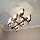 Brutalist teak and art glass chandelier, Italy 1960s