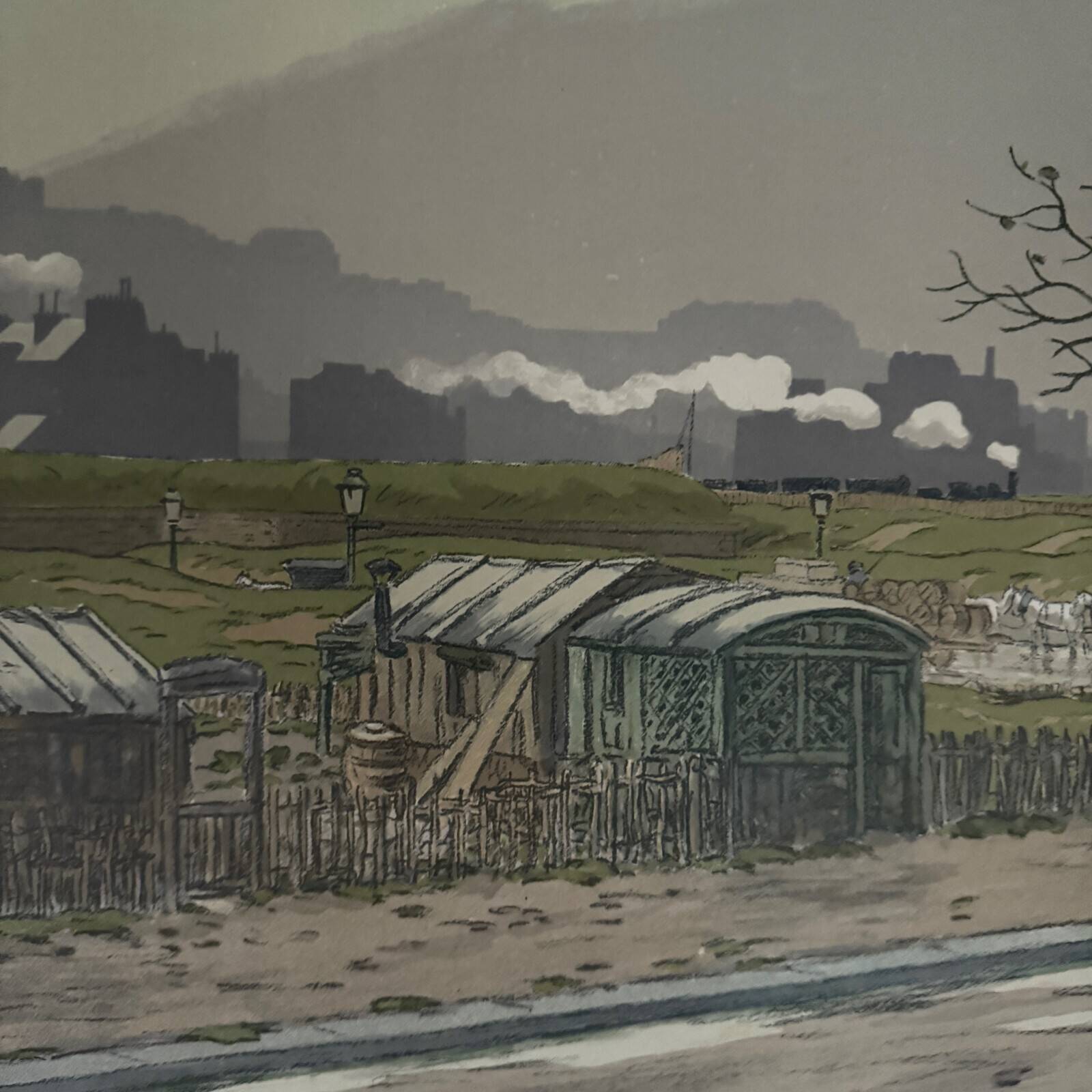 Lithograph by Henri Rivière The Butte Montmartre viewed from the Fortifications