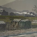 Lithograph by Henri Rivière The Butte Montmartre viewed from the Fortifications