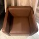 Vintage "club" cube armchair in faux leather with brutalist lines (1980s)