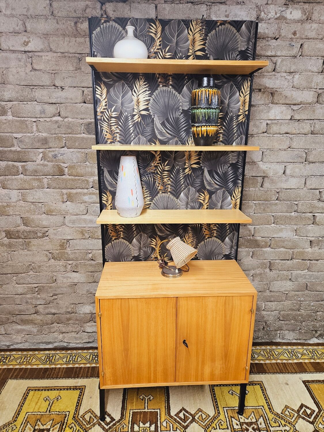 Modular furniture with vintage shelves year 1970