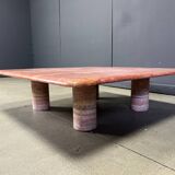 Angelo Mangiarotti red travertine coffee table for Up&Up, Italy