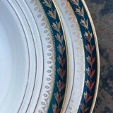 Plates for 14 people Céranord Saint Amand green and golden including hollows and plates