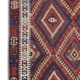 Anatolian Kilim Rug: 1900s Turkish Wool Flatweave, Geometric Tribal Design