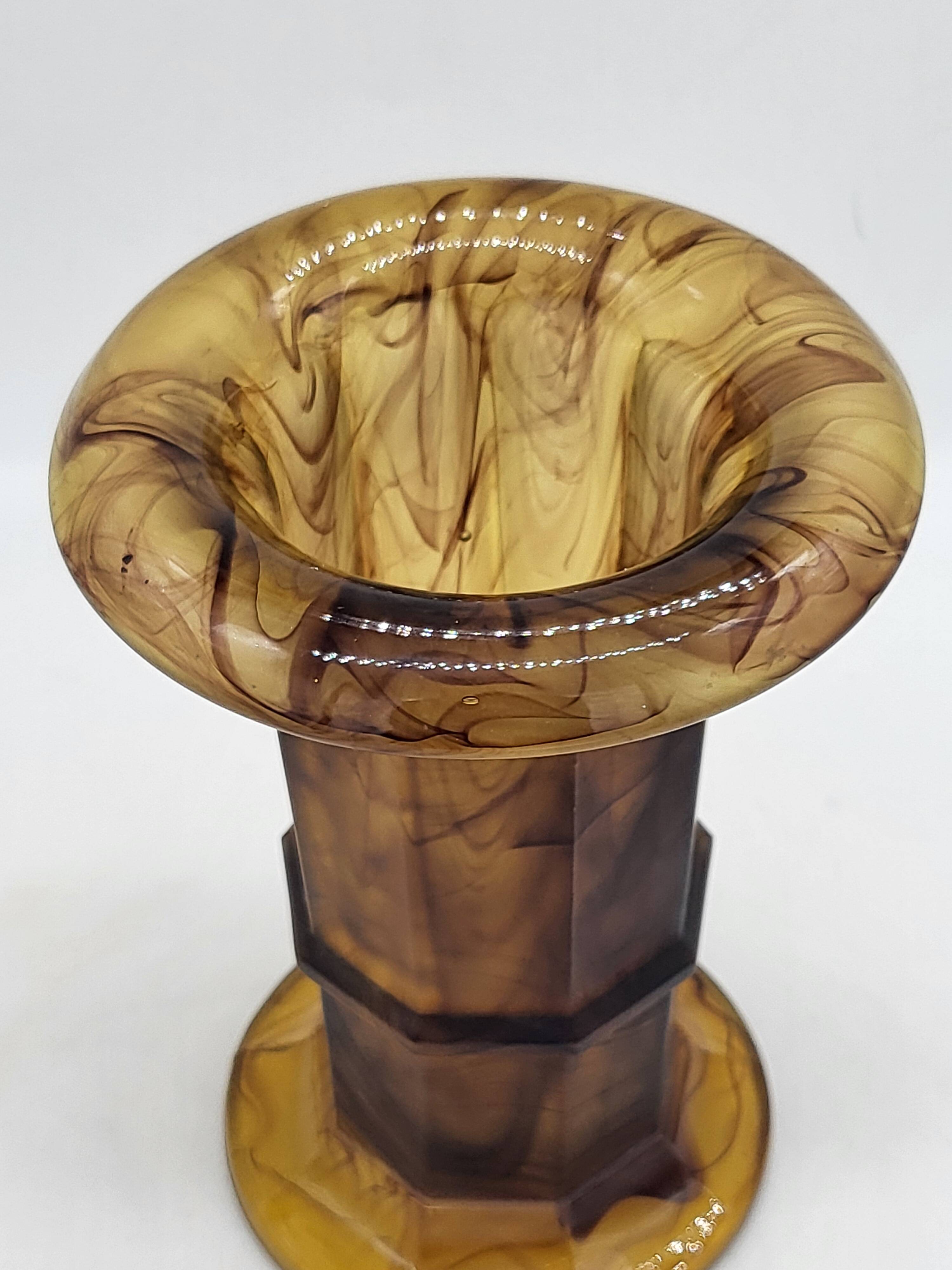 George Davidson Vintage Art Deco Amber Clouded Glass Vase