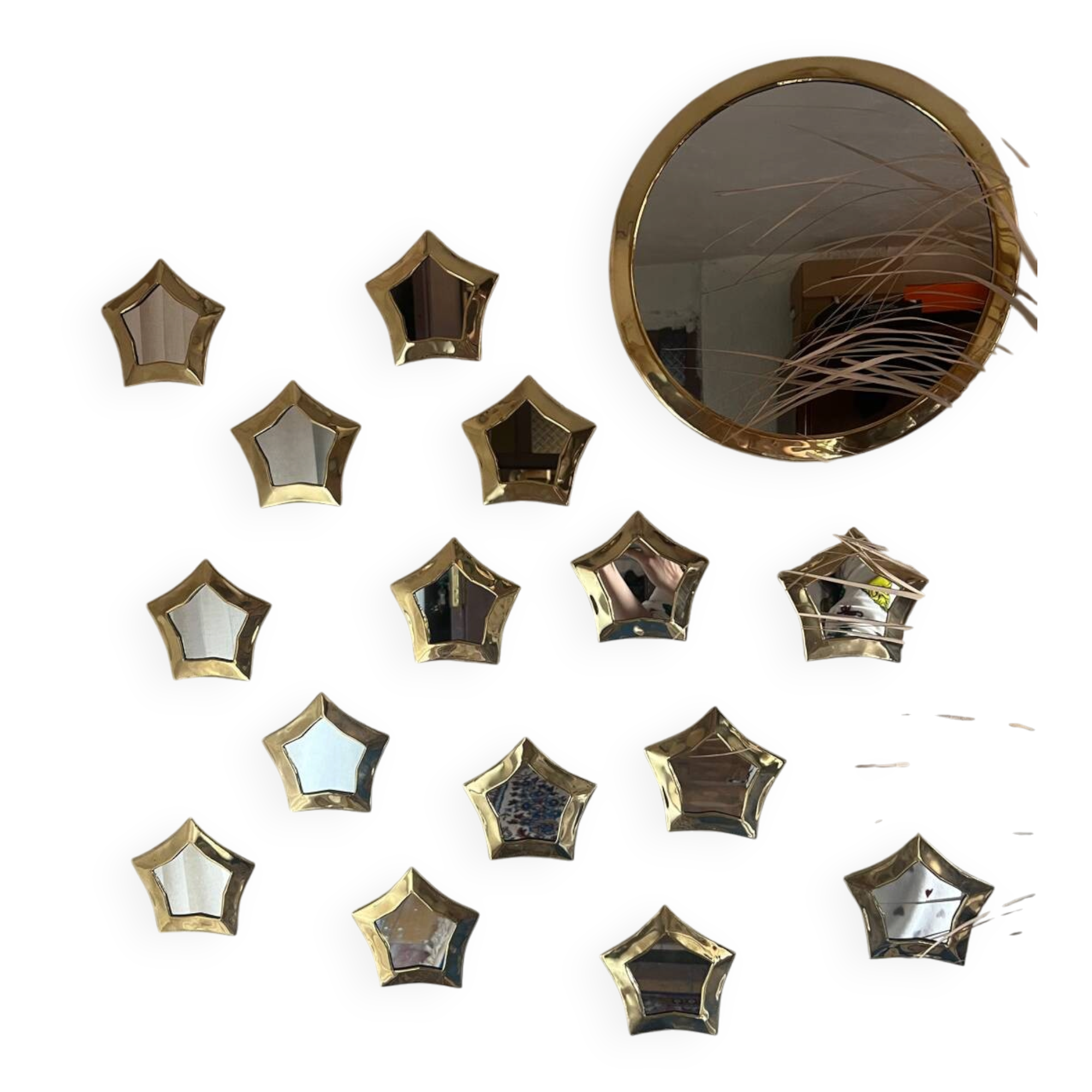 Ensemble de miroirs en laiton – décoration murale artisanale
